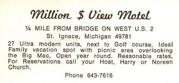 Million Dollar View Motel - Vintage Postcard View